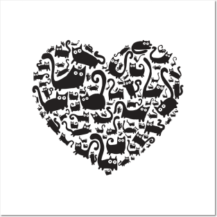 Cute heart made from cats Posters and Art